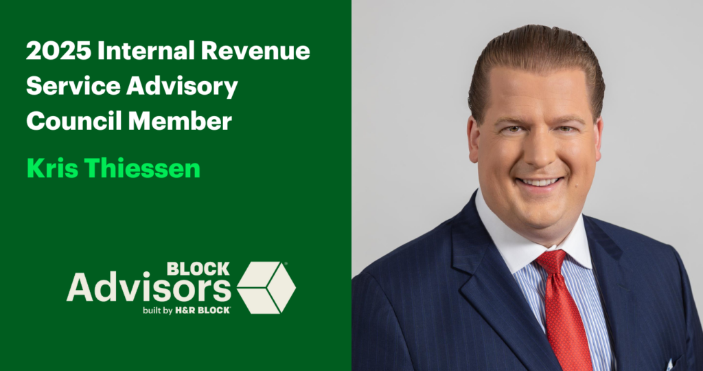 A pciture Kris Thiessen, a Block Advisors Tax Pro, who recently joined the IRS Advisory Council in 2025.